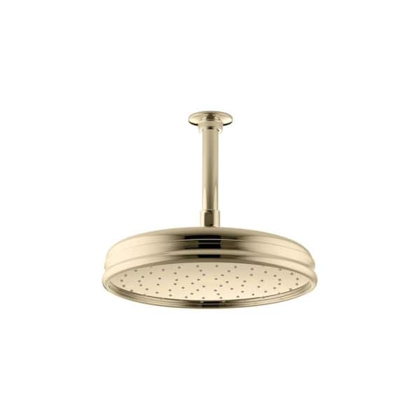 KOHLER 1-Spray Patterns 10.4375 in. Ceiling Mount Fixed Shower Head in Vibrant French Gold