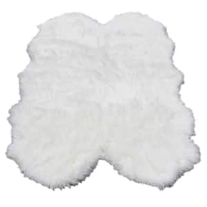 White 3 ft. x 5 ft. Luxuriously Soft and Eco Friendly Faux Fur Area Rug