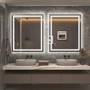 30 in. W x 36 in. H Rectangular Frameless Front Back Lighted Anti-Fog Wall Bathroom Vanity Mirror, Tempered Glass, ETL