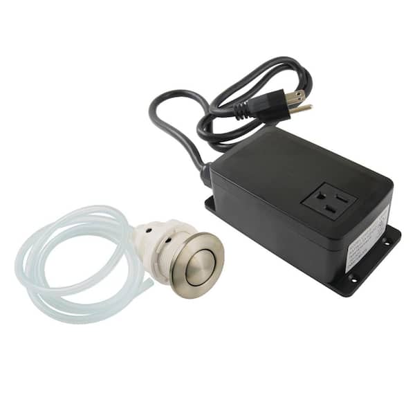 Kingston Brass Trimscape Garbage Disposal Air Switch Kit, Dual Outlet Sink Top Switch Button in Brushed Nickel