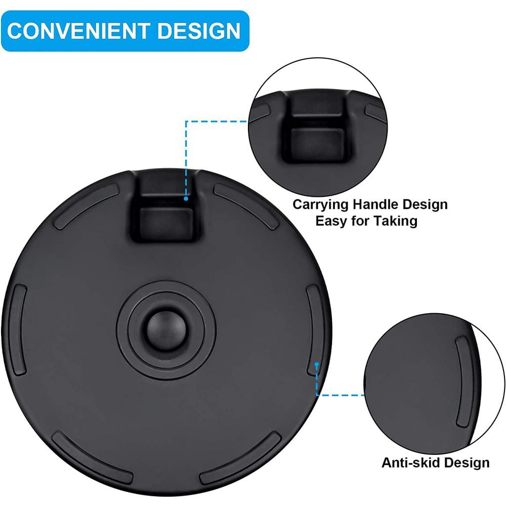Black Heavy Duty 20" Round Patio Umbrella Base with Steel Holder