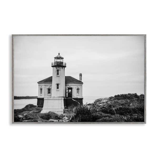 Stupell Industries Looking Out Lighthouse by Nathan Larson Gray Framed Architecture Giclee Art Print 12 in. x 18 in.
