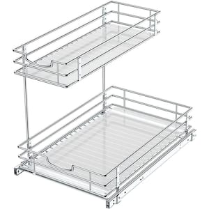 14.5 in. H Under Sink Organizers and Storage for Kitchen in Silver with 2 Tier Pull Out Sliding Shelf (1-Pack)