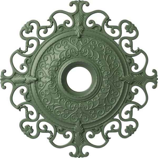 Ekena Millwork 2-7/8" x 38-3/8" x 38-3/8" Polyurethane Orleans Ceiling Moulding, Hand-Painted Athenian Green