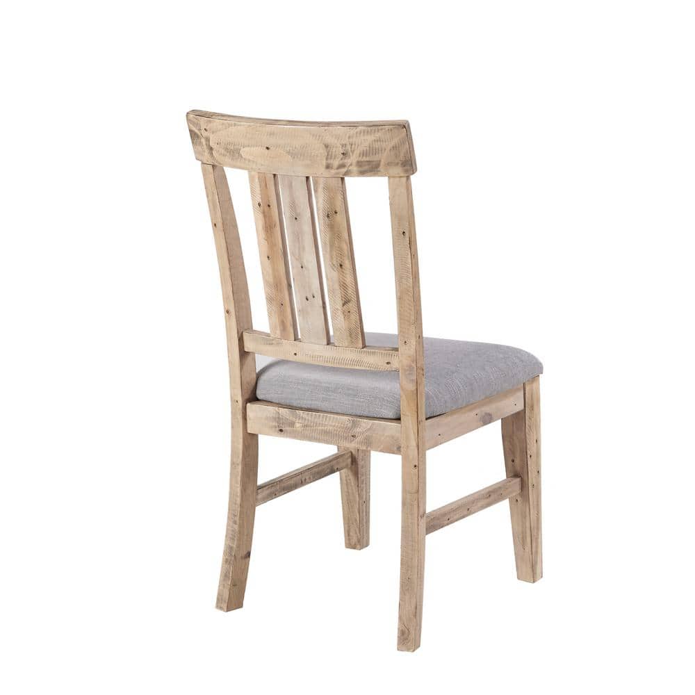 Natural Wood and Grey Upholstered High Side Chair