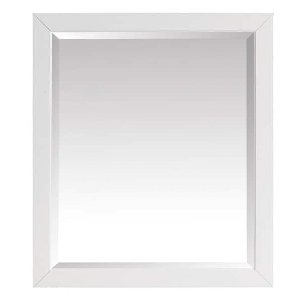 Home Decorators Collection 28 in. W x 32 in. H Framed Rectangular Beveled Edge Bathroom Vanity Mirror in White finish