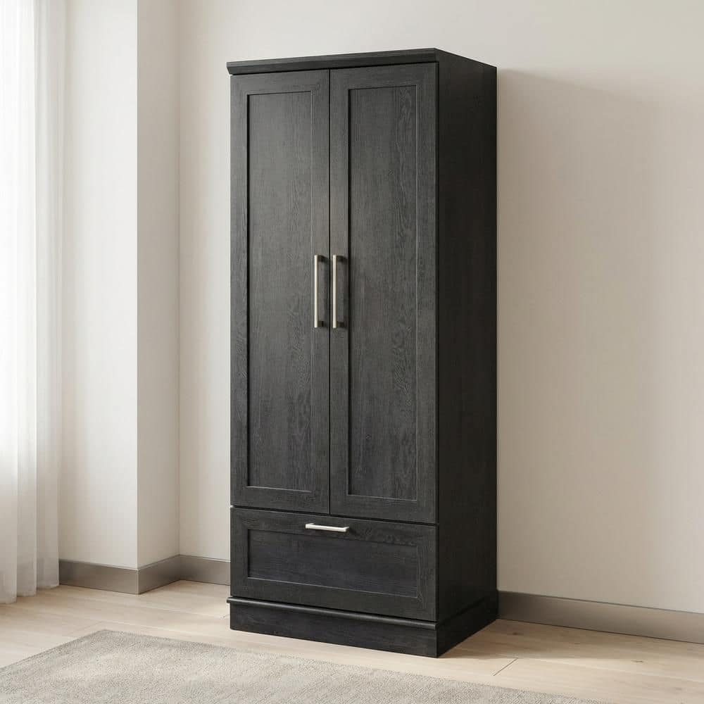 SAUDER Raven Oak 29 in. Wide Storage Armoire with Adjustable