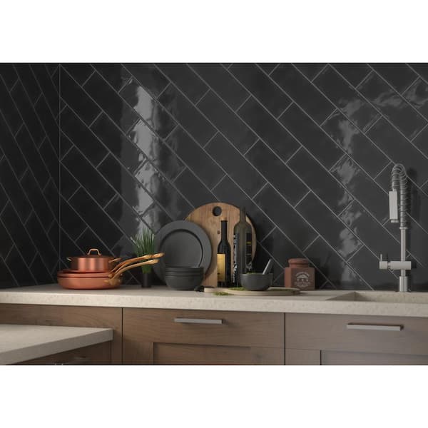 MSI Take Home Tile Sample - Citylights Ink 4 in. x 4 in. Subway