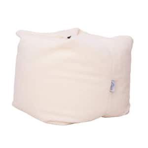 Magic Sherpa Pouf Cream White Bean Bag Chair Convertible Ottoman/Floor Pillow
