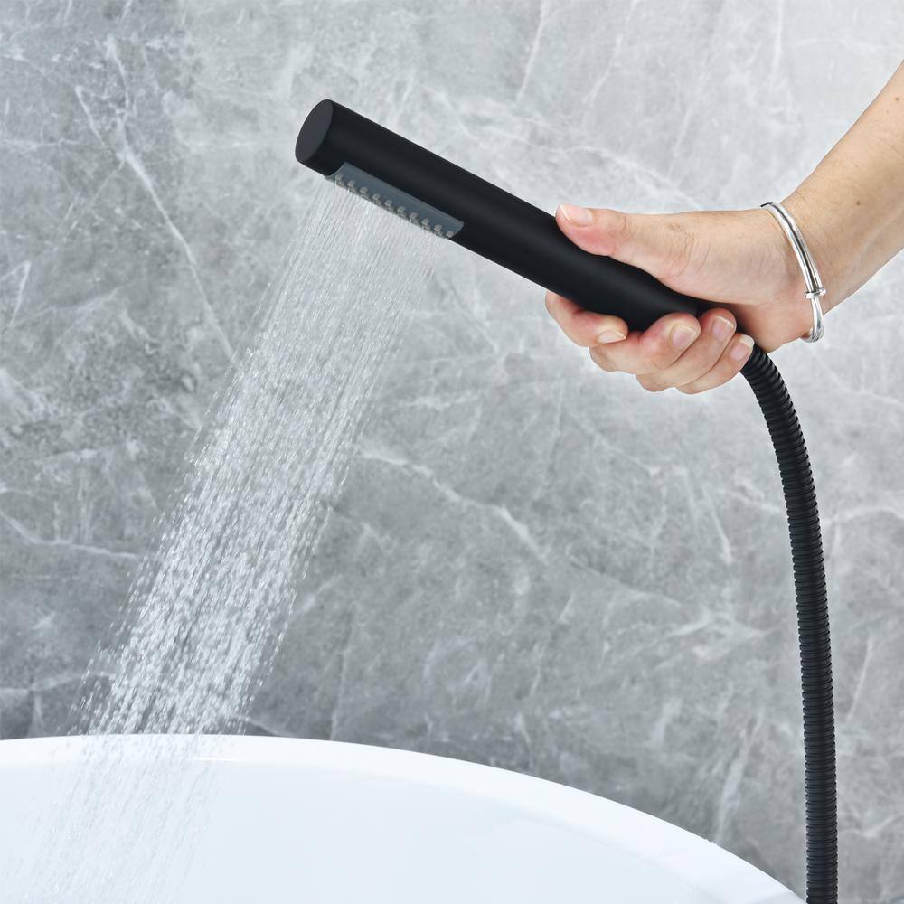 Matte Black Freestanding Tub Filler with Handshower