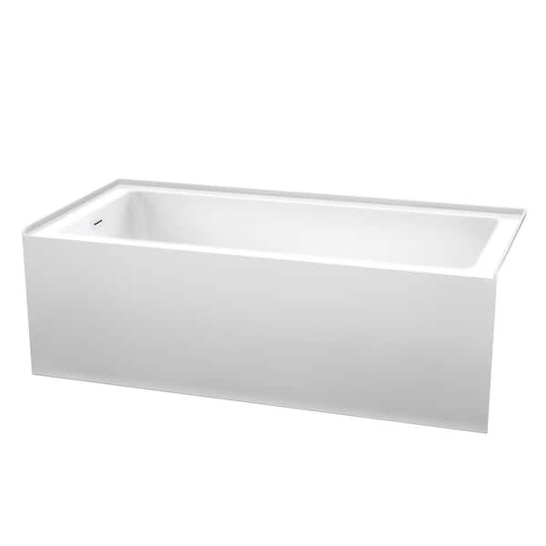 Wyndham Collection Grayley 66 in. L x 32 in. W Soaking Alcove Bathtub with Left Hand Drain in White with Shiny White Trim