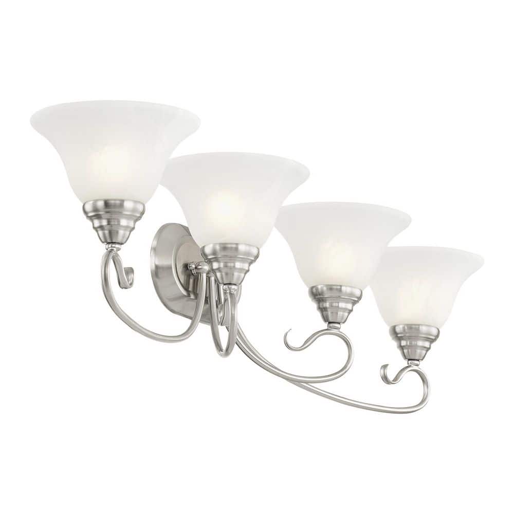 Coronado Brushed Nickel 4-Light Bath Vanity with White Alabaster Glass