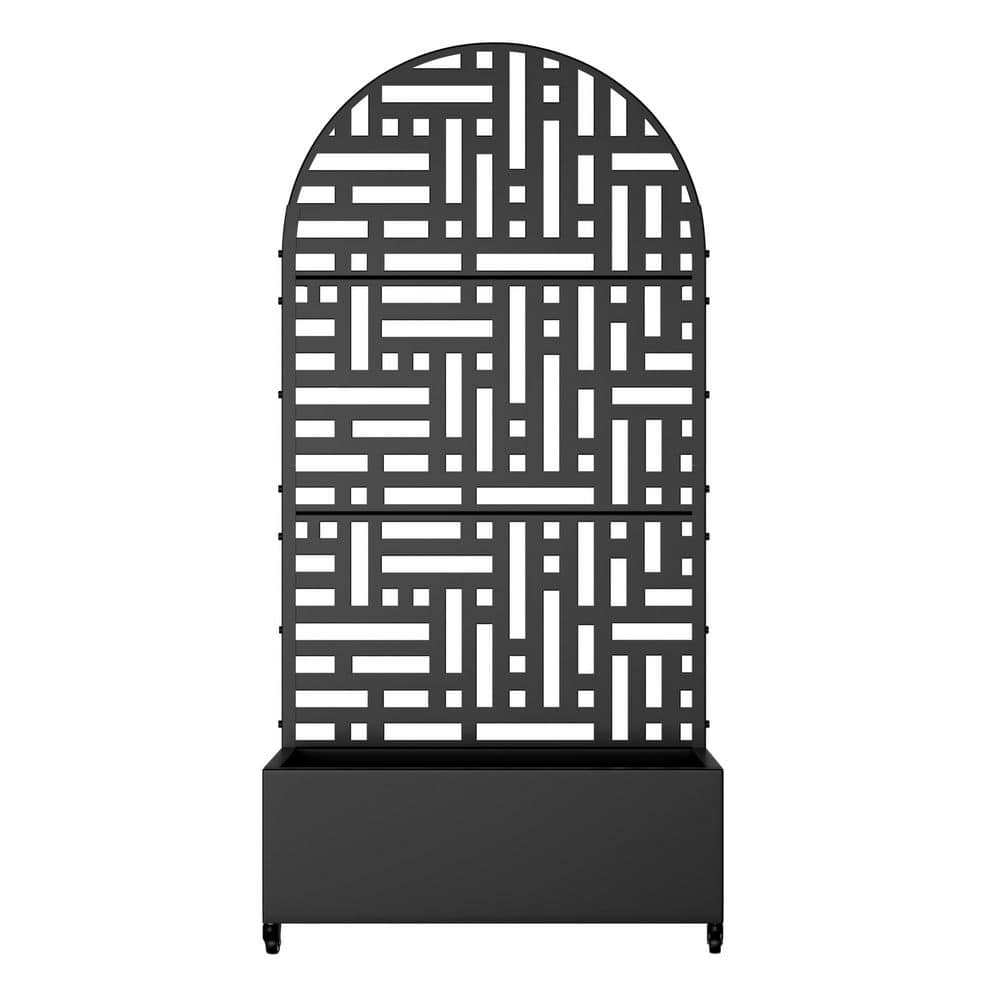 72 in. H x 35 in. W Arch Black Outdoor Metal Privacy Screen Planter Box Wall Decor in Street Pattern price history on PriceWatchPro