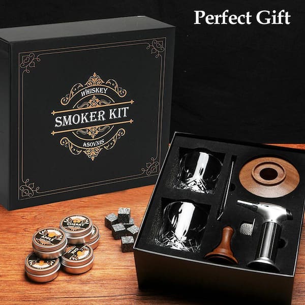 Lynzavix Whiskey Smoker Kit with Torch, 6 Flavors Wood Chips, 2
