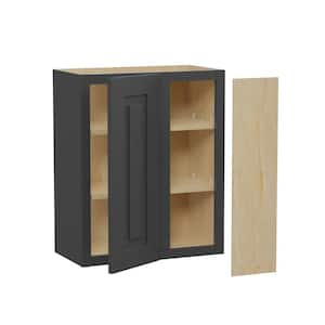 Grayson Deep Onyx Plywood Shaker Assembled Blind Corner Kitchen Cabinet Soft Close Right 24 in W x 12 in D x 30 in H