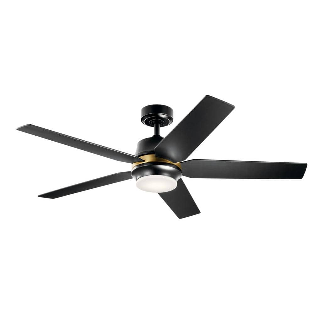 UPC 783927000031 product image for Maeve 52 in. Indoor Satin Black Downrod Mount Ceiling Fan with Integrated LED wi | upcitemdb.com