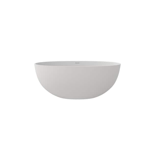 Eaton 55 in. x 29.5 in. Stone Resin Solid Surface Matte Flatbottom Freestanding Soaking Bathtub in White