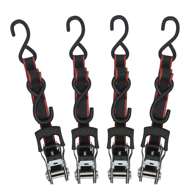 Husky 1 in. x 12 ft. Ratchet Tie Down With S Hook (4-Pack) – Home Depot ...