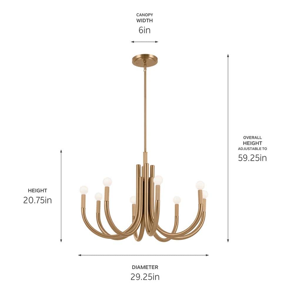 Odensa 29.25 Inch Champagne Bronze 8-Light Chandelier