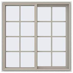47.5 in. x 47.5 in. V-4500 Series Desert Sand Vinyl Right-Handed Sliding Window with Colonial Grids/Grilles