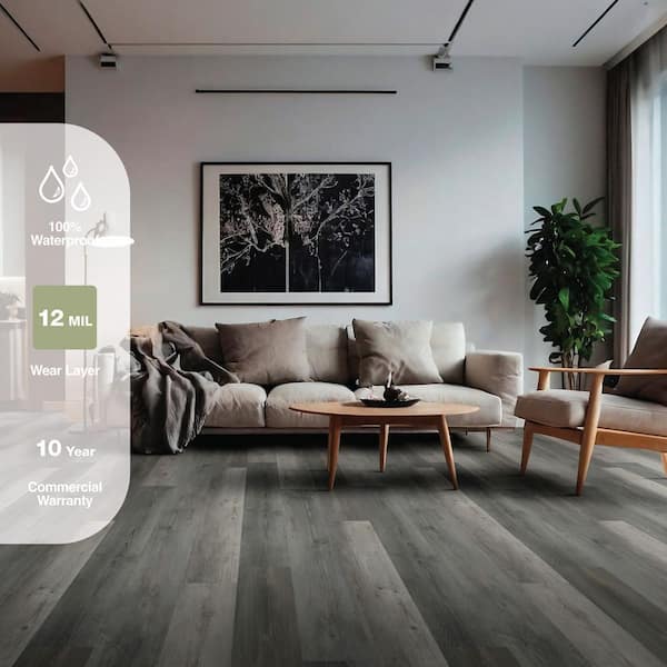 Pelican 12 MIL x 7 in. W x 60 in. L Angle Click Lock Waterproof Luxury Vinyl Plank Flooring (26.72 sq. ft. / case)