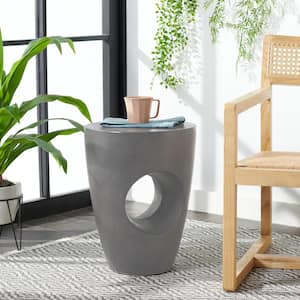 Aishi Dark Gray Round Stone Indoor/Outdoor Accent Table
