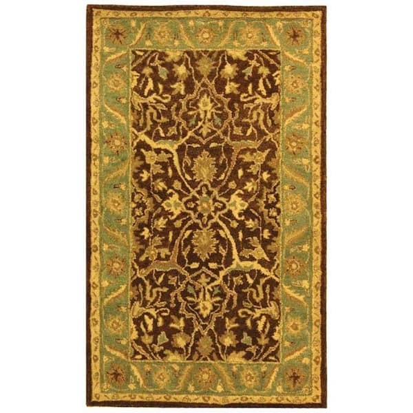 SAFAVIEH Antiquity Brown/Green Doormat 3 ft. x 5 ft. Border Floral Area Rug