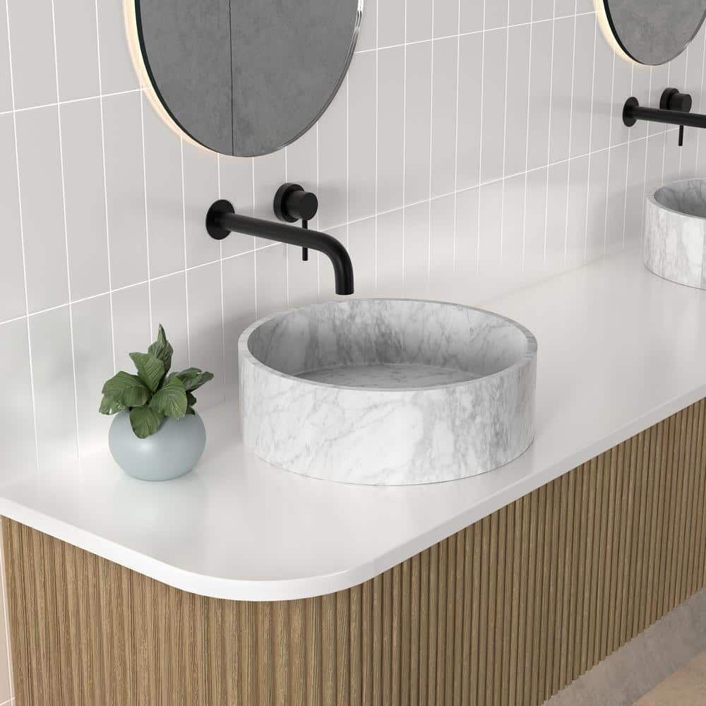 Monaco 17" Round Marbled Grey Ceramic Vessel Sink
