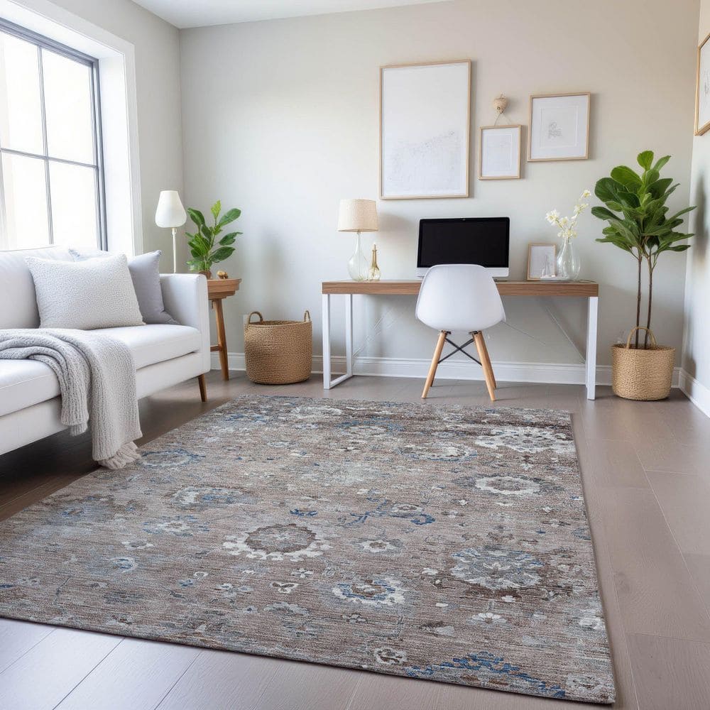 Mayfield Premium Machine Washable Abstract AMF1371 Taupe 3 ft. x 5 ft. Area Rug price history on PriceWatchPro