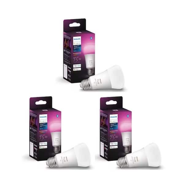 75-Watt Equivalent A19 Smart LED Color Changing Light Bulb with Bluetooth (3-Pack)