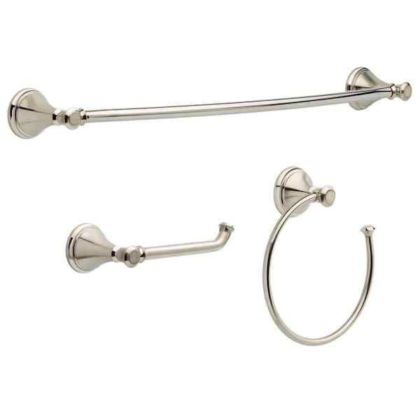 Delta Cassidy 3-Piece Bath Hardware Set with 24 in. Towel Bar, Toilet Paper Holder, Towel Ring in Stainless Steel