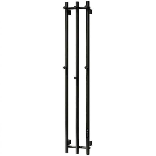 Black 220W Wall Mounted Electric Towel Warmer WiFi App Control LED Touch Screen Timer IPX5 Vertical Smart