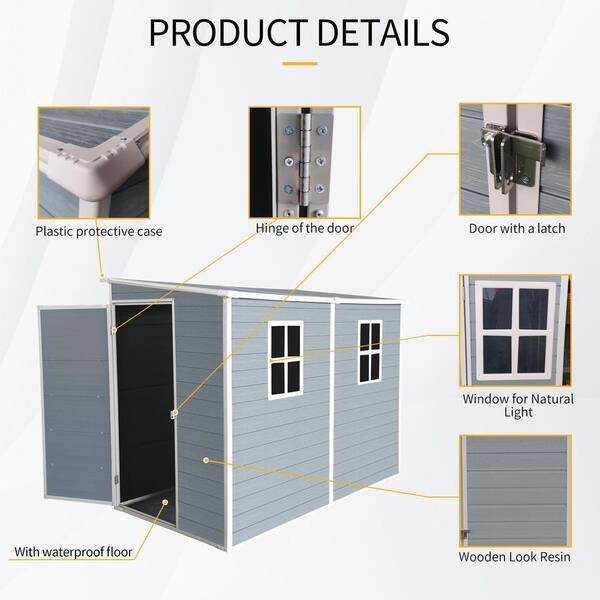 Gray 8 ft. W x 4 ft. D All-weather Waterproof Resin Outdoor