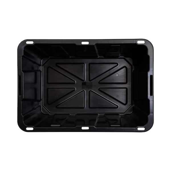 HDX - 27 Gal. Tough Storage Tote in Black and Yellow