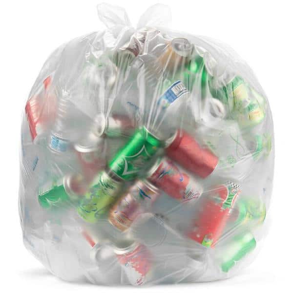 44 Gal. Clear Garbage Bags - 37 in. x 48 in. (Pack of 100) 1.5 mil (eq) -  for Recycling, Storage and Outdoor Use