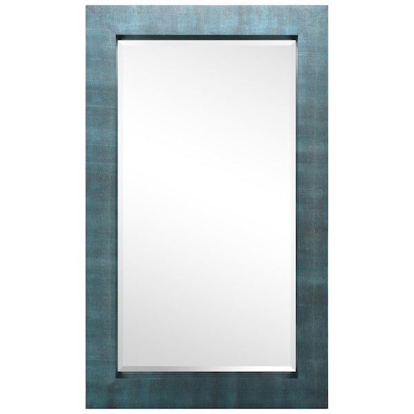 Oversized Rectangle Blue Beveled Glass Modern Mirror (80 in. H x 48 in. W)
