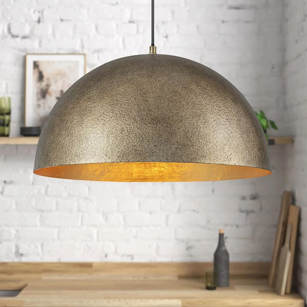 RRTYO Cory 1-Light Industrial Vintage Antique Silver Dome