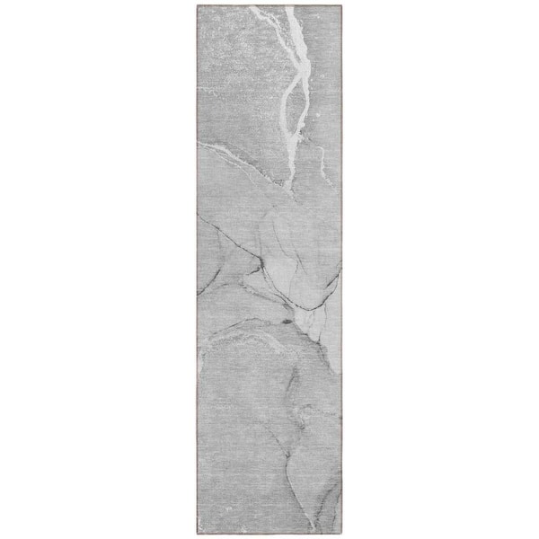 HomeRoots Gray 2 ft. x 8 ft. Abstract Indoor / Outdoor Area Rug