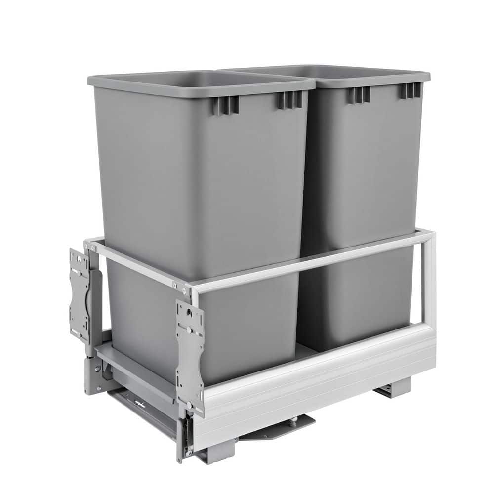 Silver Double Pullout Kitchen Trash Can 12.5 Gal., Rev-A-Motion Soft Close and Soft Open price history on PriceWatchPro