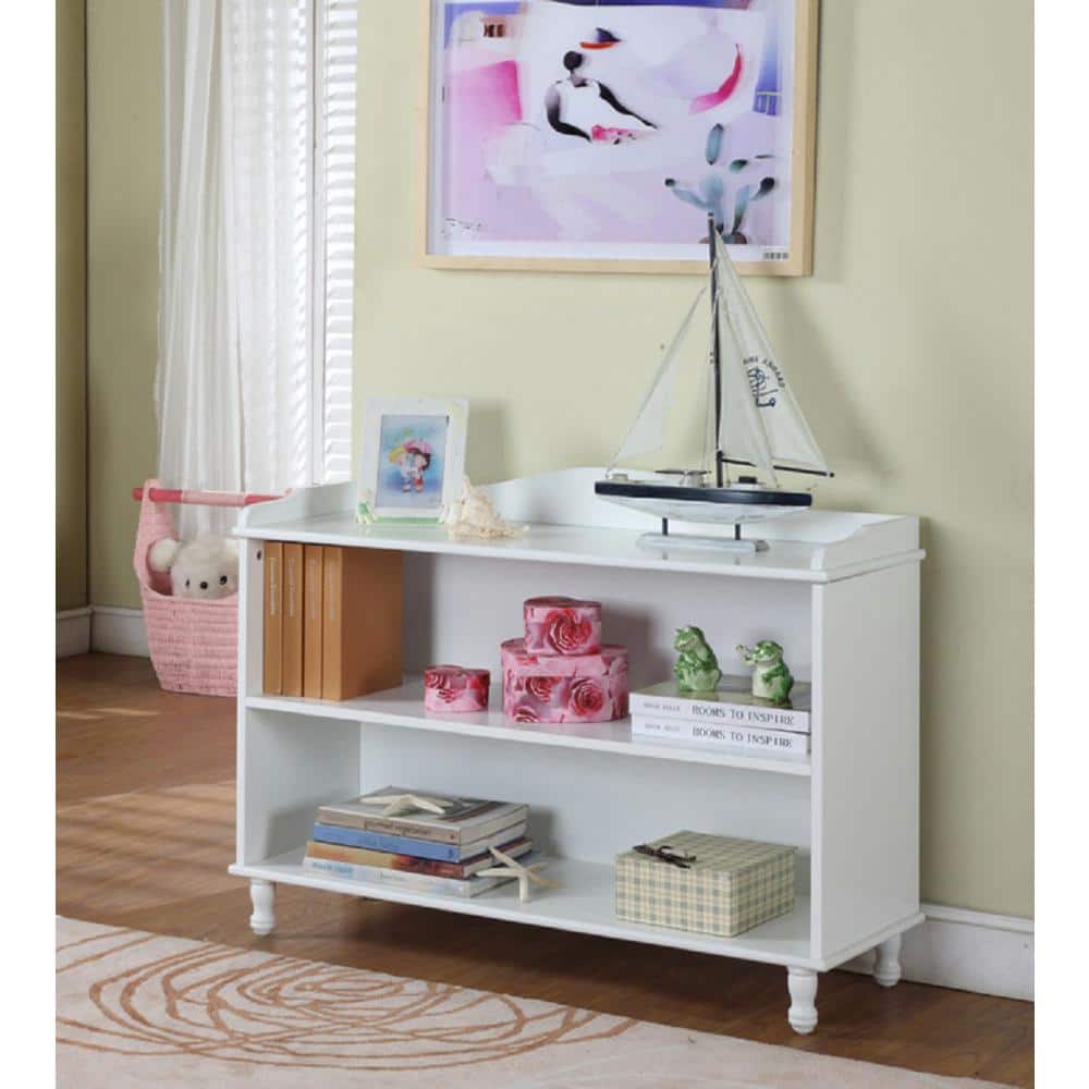 White Wood Childrens 2-Tier Bookcase