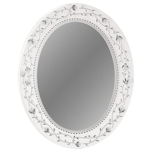 23 in. x 29 in. Frosted Etched Framed Oval Wall Decorative Vanity Mirror