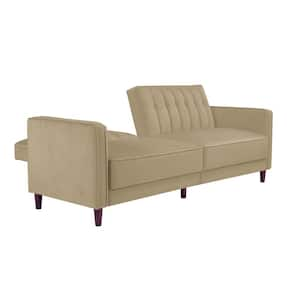 Iris Tan Velvet Tufted Futon