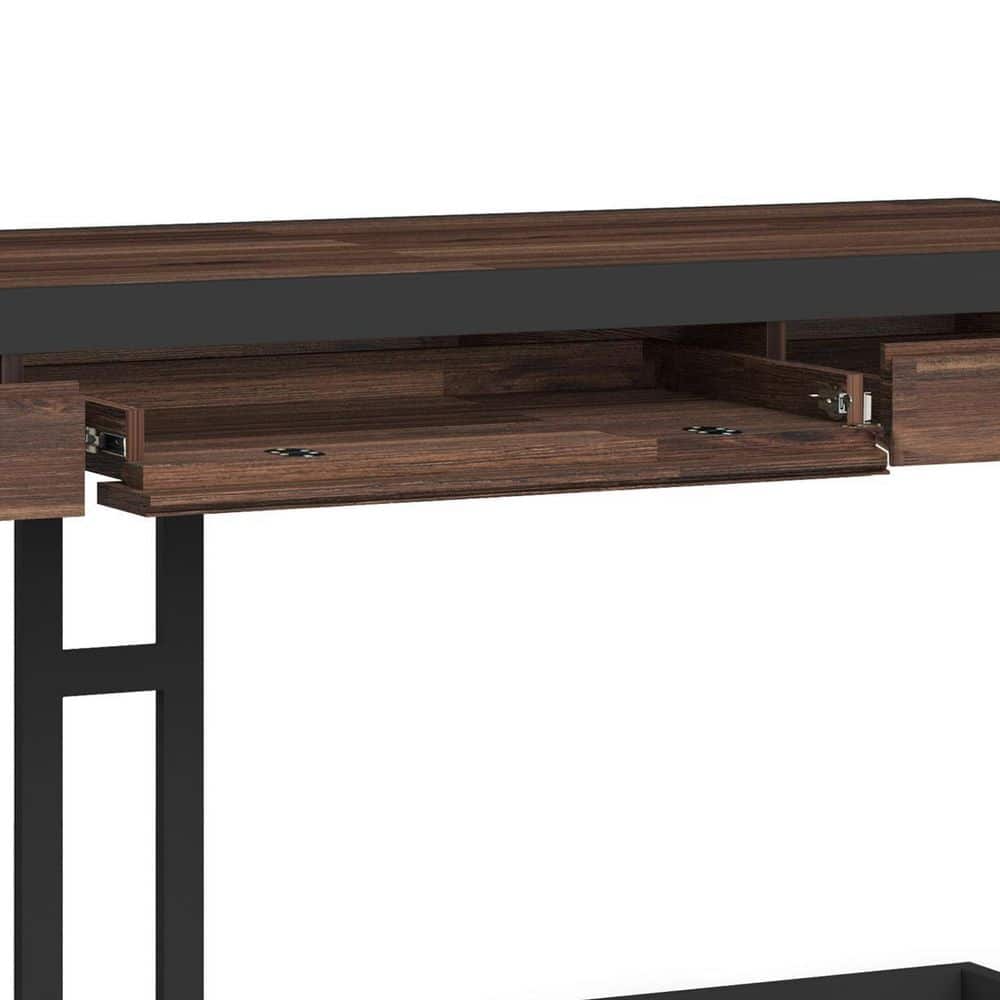Erina Distressed Charcoal Brown Solid Acacia Large Desk with Drawers