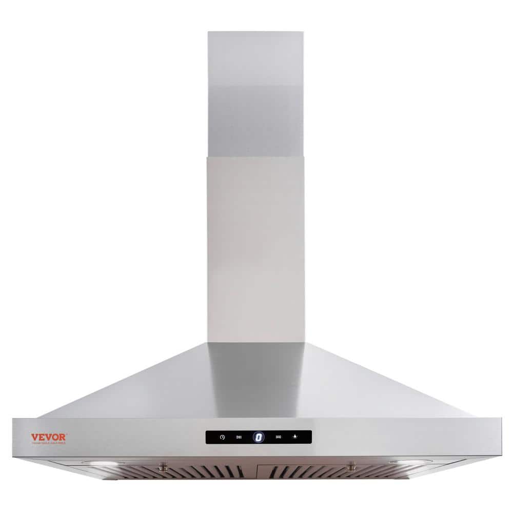 VEVOR 30 in. Wall Mount Range Hood Ductless Kitchen Stove Vent with Touch Control Panel, Silver, Sliver