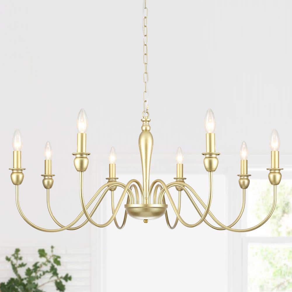 Marypaz 8-Light Spray Gold Dimmable Classic Traditional Farmhouse Chandelier for Kitchen Island with no Bulbs Included price history on PriceWatchPro