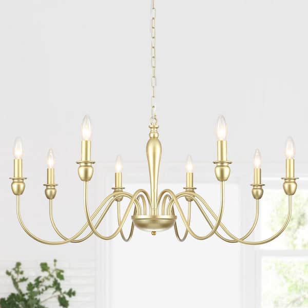 LWYTJO Marypaz 8-Light Spray Gold Dimmable Classic Traditional Farmhouse Chandelier for Kitchen Island with no Bulbs Included