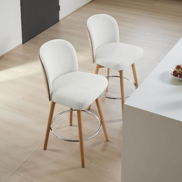 Tomlin Bentwood Upholstered Set of 2 Swivel Counter Stools