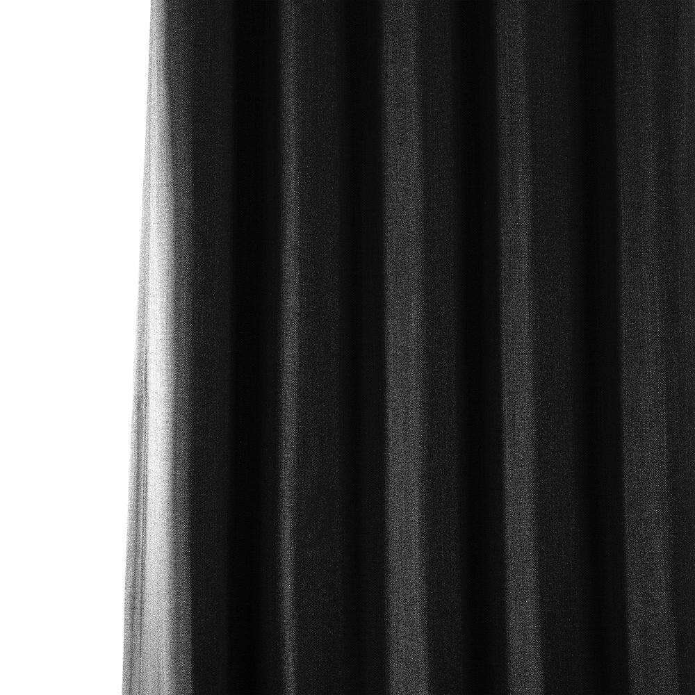 Essential Black Faux Linen Room Darkening Curtains 50W x 108L