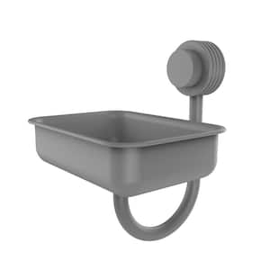 Venus Collection Wall Mounted Soap Dish with Groovy Accents in Matte Gray