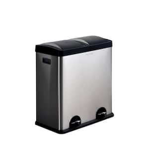 16-Gal. 2-Compartment Stainless Steel Trash Can and Recycling Bin